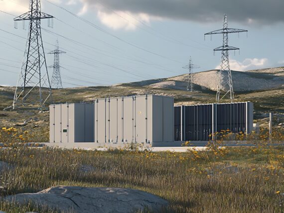 Modern Energy Substation in a Serene Mountain Landscape
